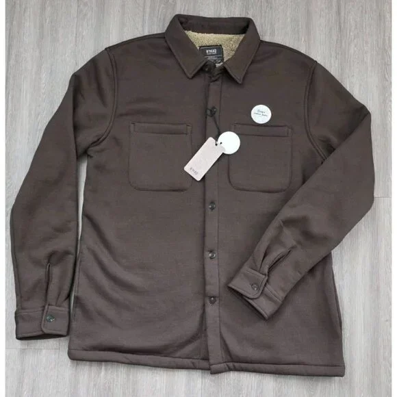 Nomad Sherpa Lined Shacket Men’s S Brown Button Front Shirt Jacket - Picture 2 of 14